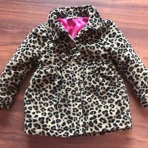 Girls pea coat  Leopard print jacket 5t